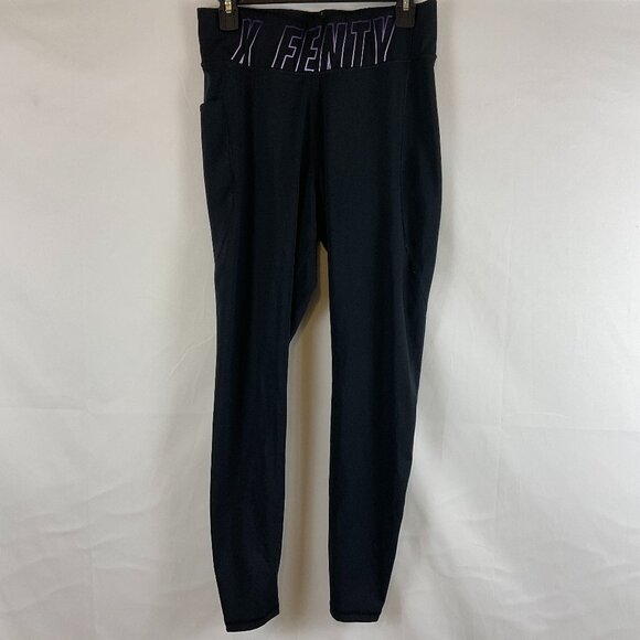 Savage x Fenty Sport Leggings 1X US 16/18 Black Purple Trim Tech Pockets - Picture 1 of 11